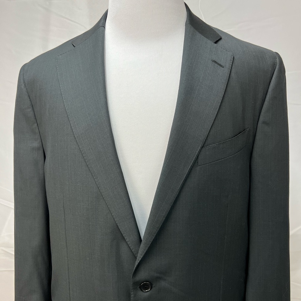 Men's Trussini Charcoal Gray Plaid 2-Button 48L  Blazer Jacket Sport Coat